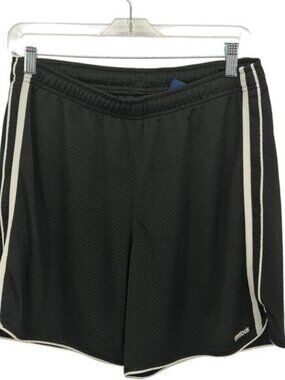 Reebok Y2K VTG Nylon Shorts Mesh Gym Sports Mens M Black Striped Athletic Active